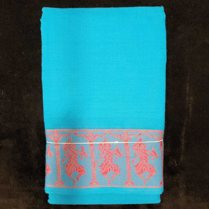 Practice Saree | Ramar Blue with Red | Dancing Doll Border