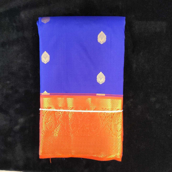 Purple With Orange Border | Artificial Kanchipuram Silk Saree No 148