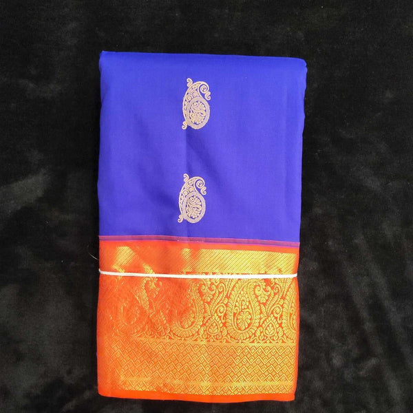 Purple With Orange Border | Artificial Kanchipuram Silk Saree No 156