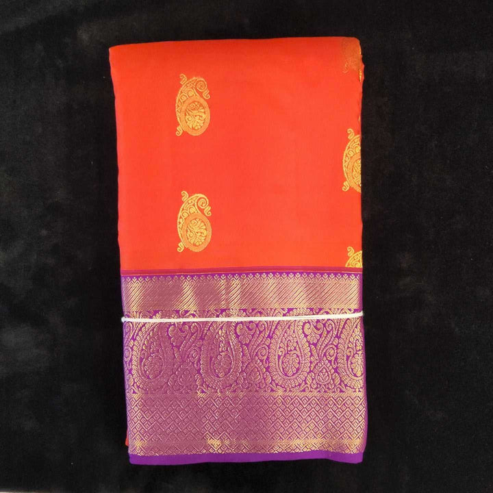 Red With Purple Border | Artificial Kanchipuram Silk Saree No 150