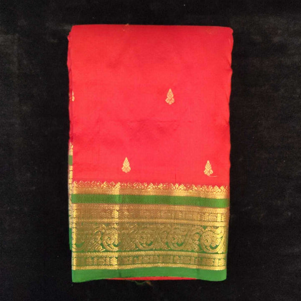 Red with Green | Dharmavaram Silk Saree No 114