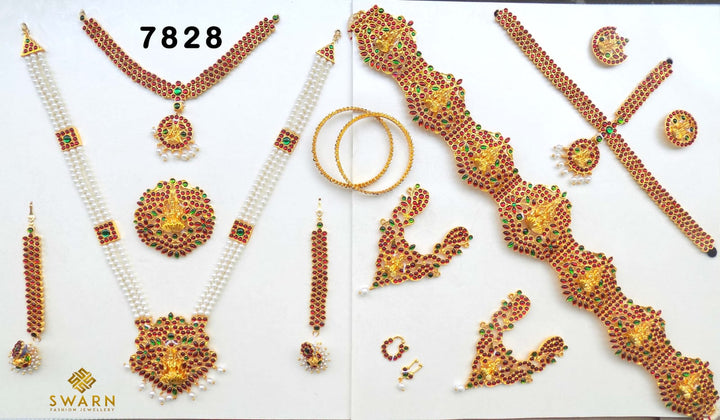 Pearls with full set | Jewellery set | 7828-shanthitailors