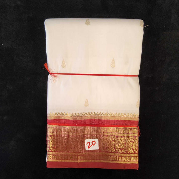 White with Red | Dharmavaram Silk Saree No 20