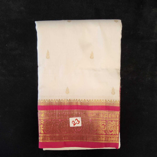 White with pink | Dharmavaram Silk Saree No 23