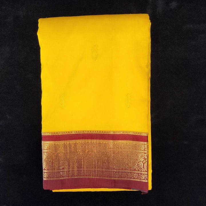 Yellow with Maroon | Dharmavaram Silk Saree No 110