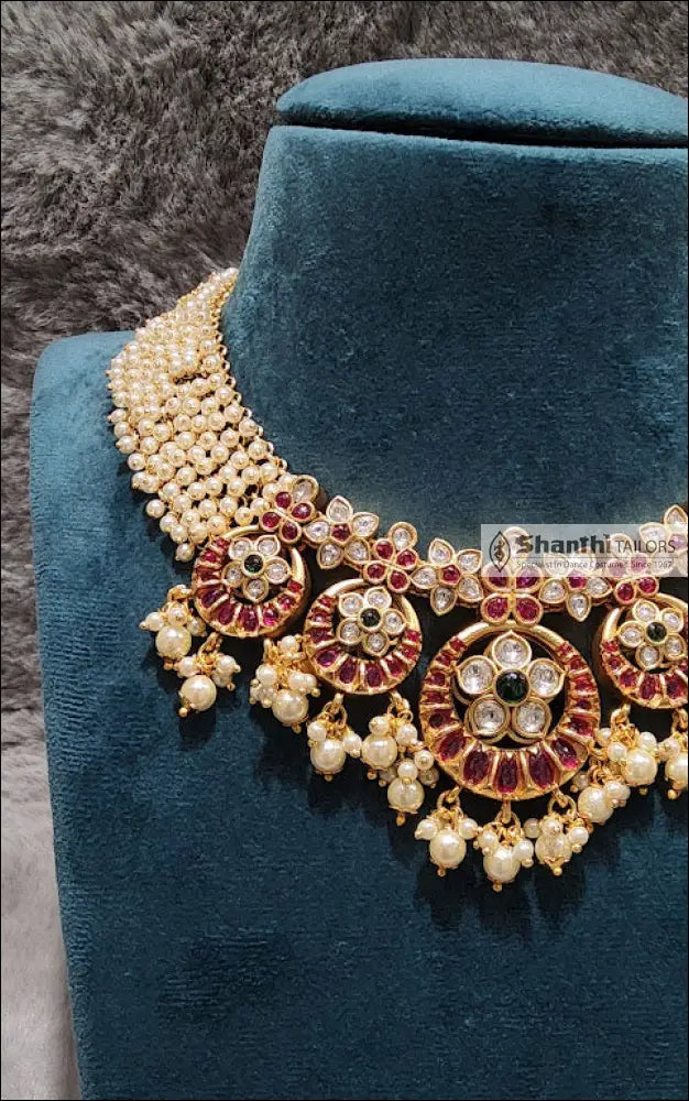 Chakra Pearl Necklace Elegant Copper Temple Jewelry Dance Costumes