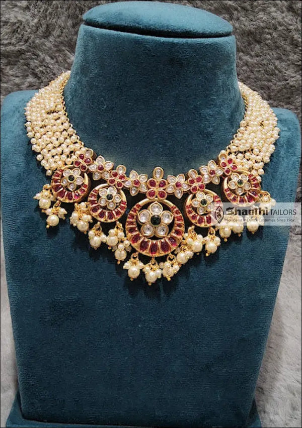 Chakra Pearl Necklace Elegant Copper Temple Jewelry Dance Costumes