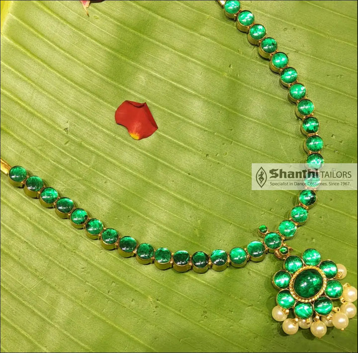 Double Side Attiyal | Originial Temple Jewellery Full Green with Full Pink Necklace