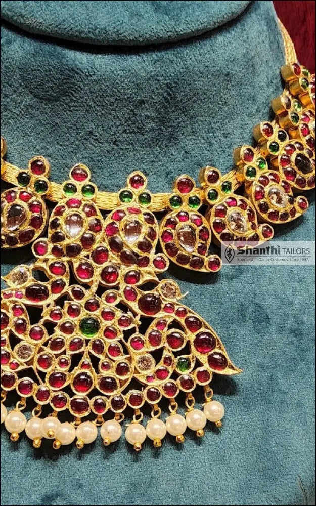 Mango Short Necklace with Pathakam | Original Temple Jewellery Necklace