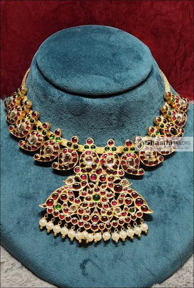 Mango Short Necklace with Pathakam | Original Temple Jewellery Necklace