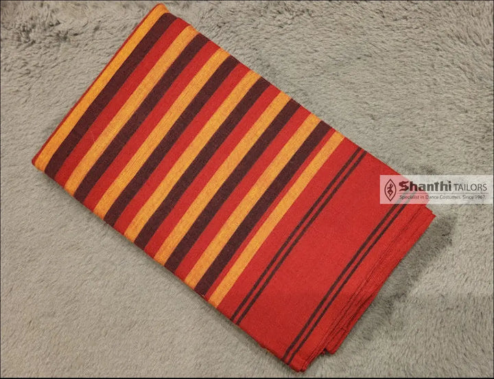 Practice Saree | Plain border | 6 mtrs Black & Yellow stripe with Red Practice Saree
