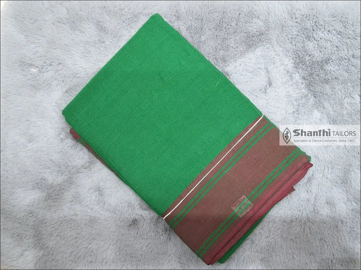 Practice Saree | Plain border | 6 mtrs Green with pink Practice Saree