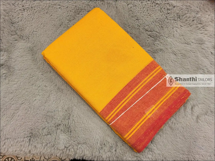 Practice Saree | Plain border | 6 mtrs Mango Yellow with Pink Practice Saree