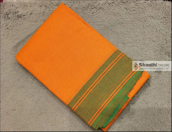 Practice Saree | Plain border | 6 mtrs Orange with Green Practice Saree