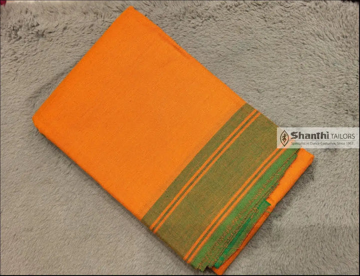 Practice Saree | Plain border | 6 mtrs Orange with Green Practice Saree