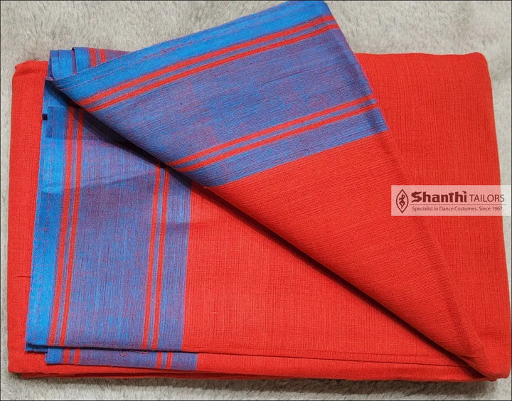 Practice Saree | Plain border | 6 mtrs Red with Blue Practice Saree
