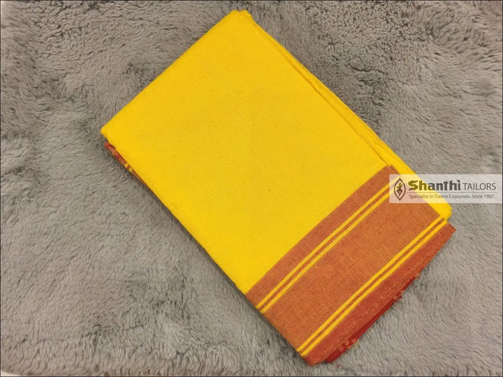 Practice Saree | Plain border | 6 mtrs Yellow with Pink Practice Saree