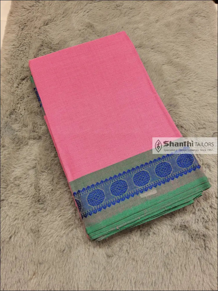 Practice Saree | Rudratcha Border Baby pink with light green Practice Saree