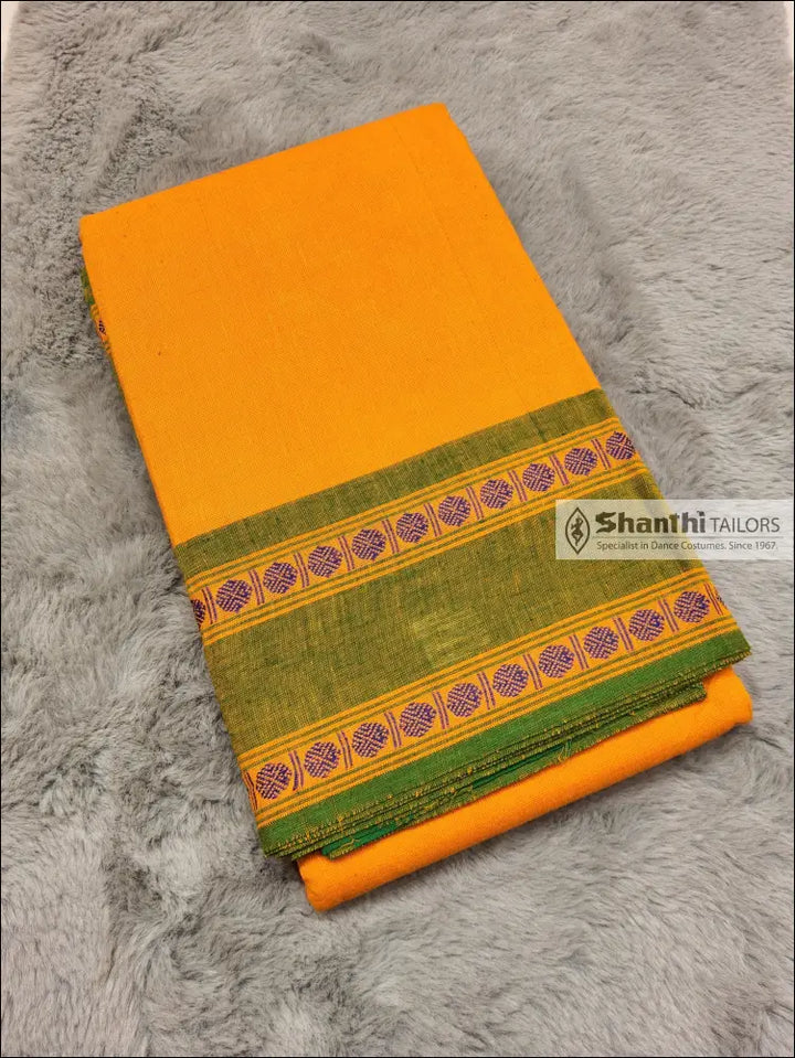 Practice Saree | Rudratcha Border Mango yellow with Green Practice Saree