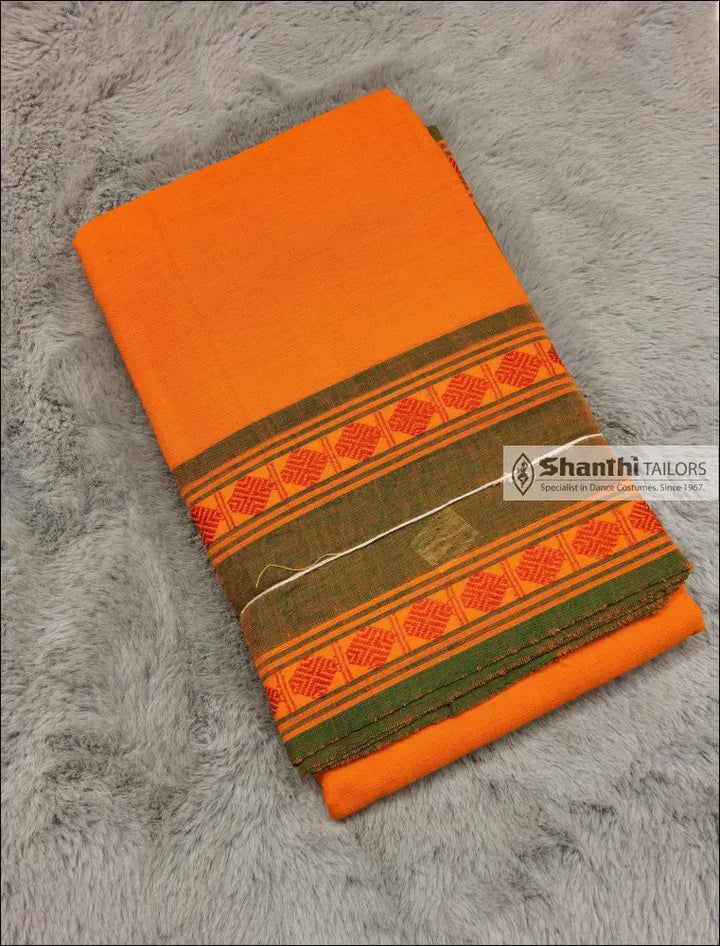 Practice Saree | Rudratcha Border Orange with Dark green Practice Saree