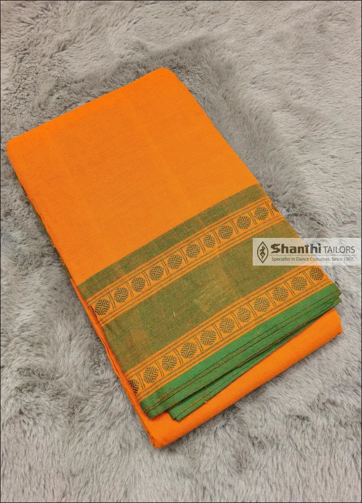 Practice Saree | Rudratcha Border Orange with Green Practice Saree