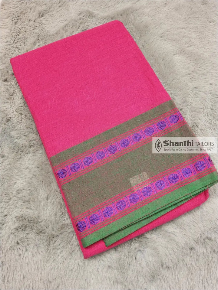 Practice Saree | Rudratcha Border Pink with Green Practice Saree