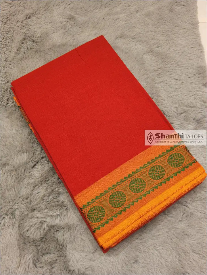 Practice Saree | Rudratcha Border Red with Orange border Practice Saree