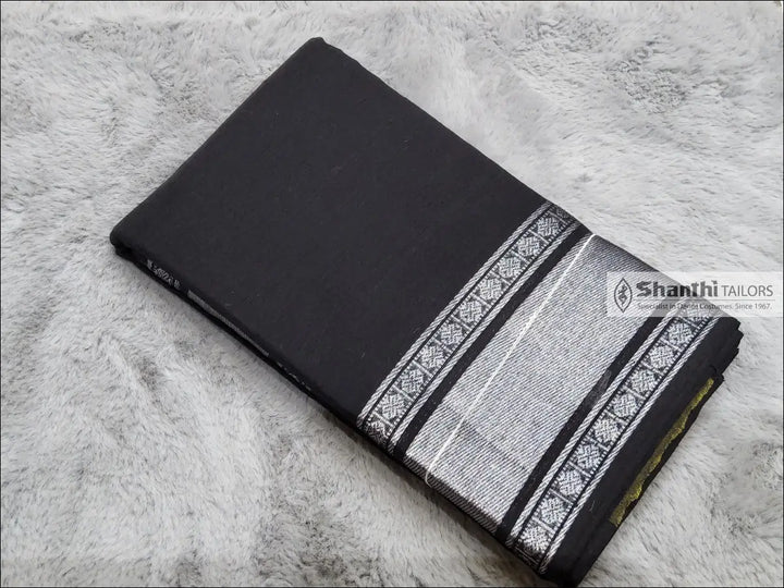 Practice Saree | Zari border Black with silver Practice Saree