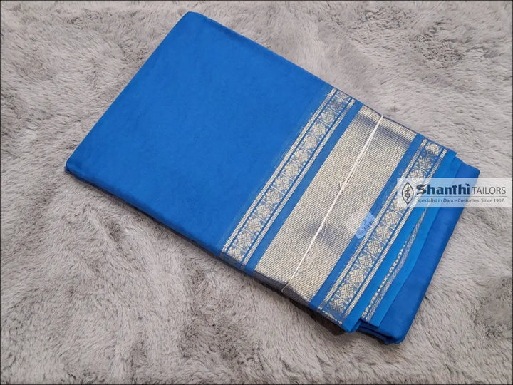 Practice Saree | Zari border Blue with gold Practice Saree