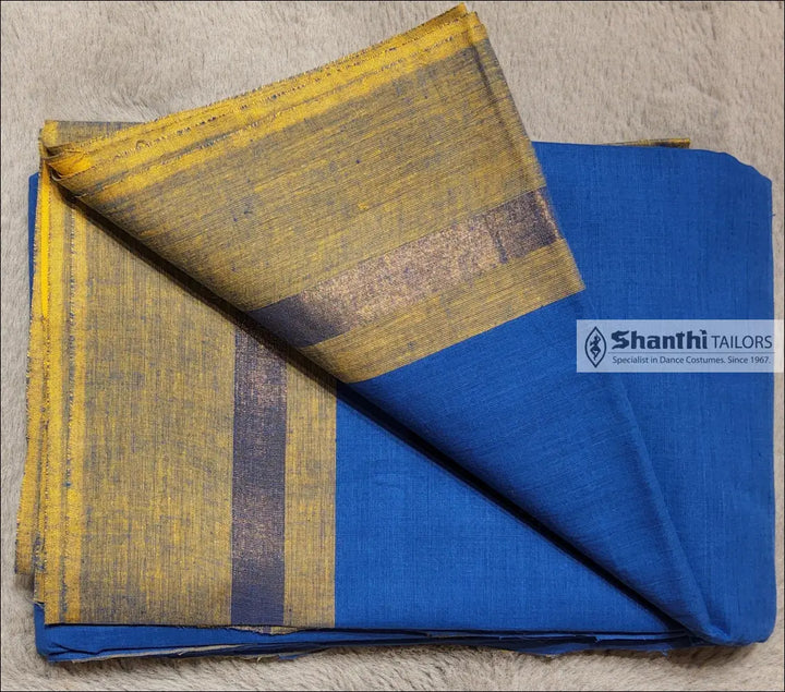 Practice Saree | Zari border Blue with Mustard Practice Saree