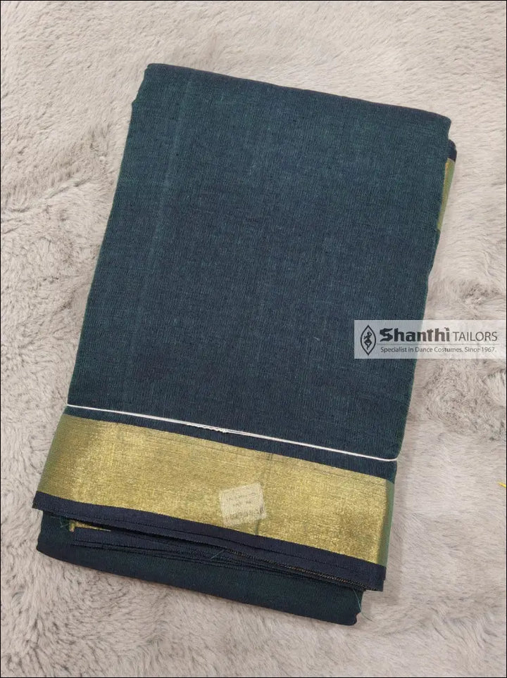 Practice Saree | Zari border green with gold Practice Saree