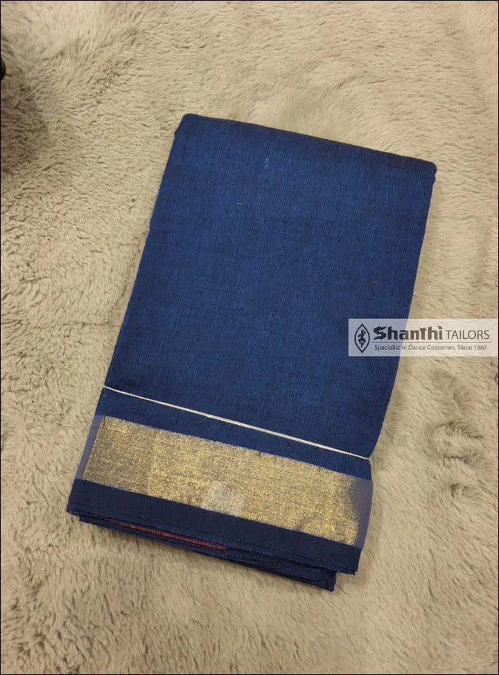 Practice Saree | Zari border Navy blue with gold Practice Saree