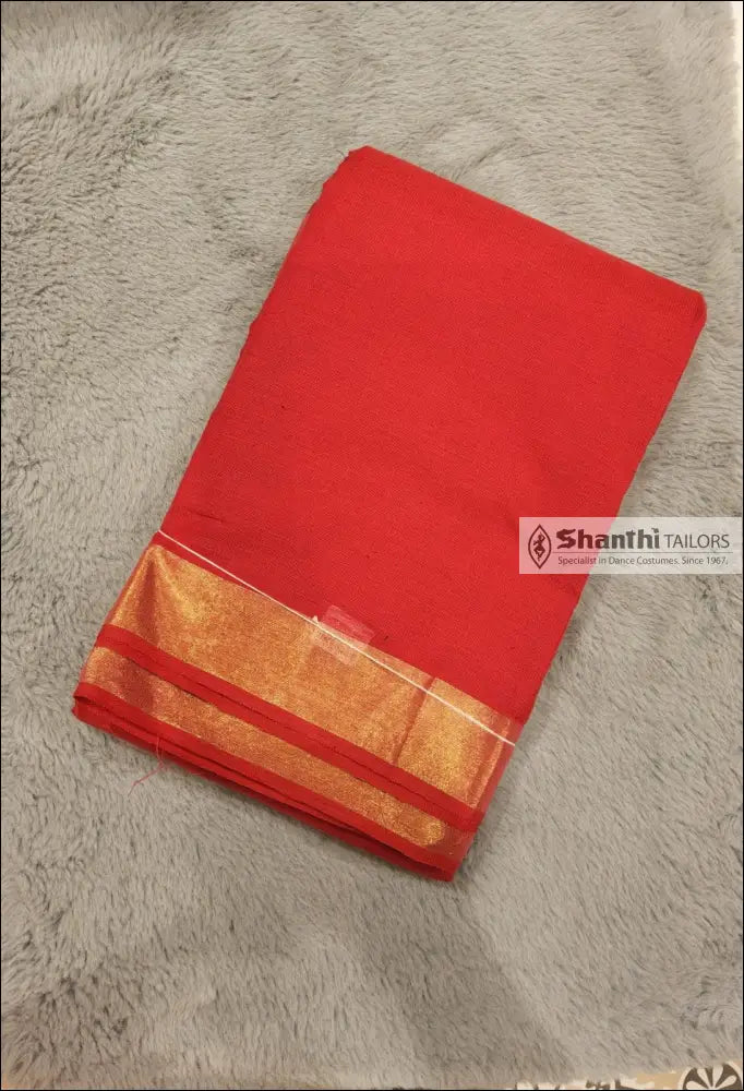 Practice Saree | Zari border Orange with Gold Practice Saree