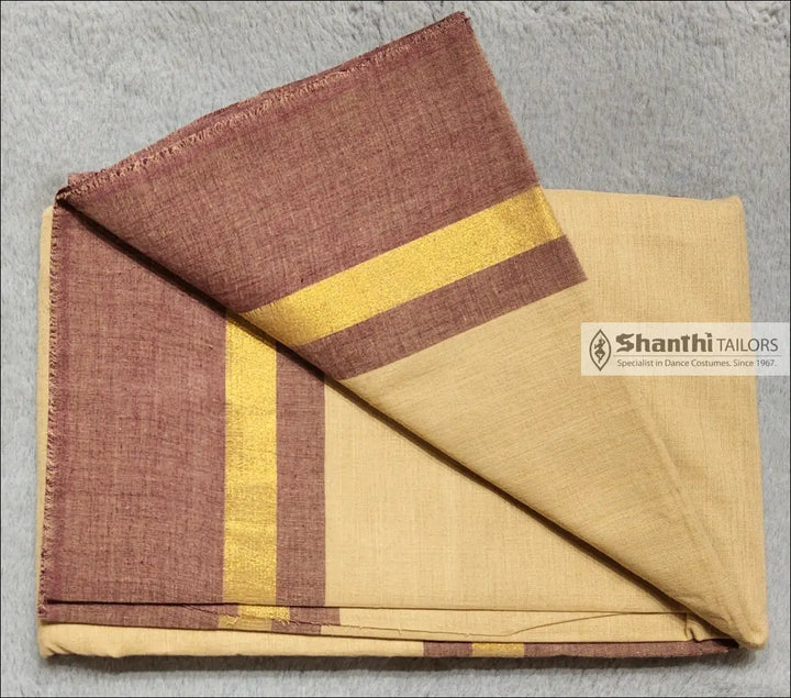 Practice Saree | Zari border Sandal with brown stripe Practice Saree