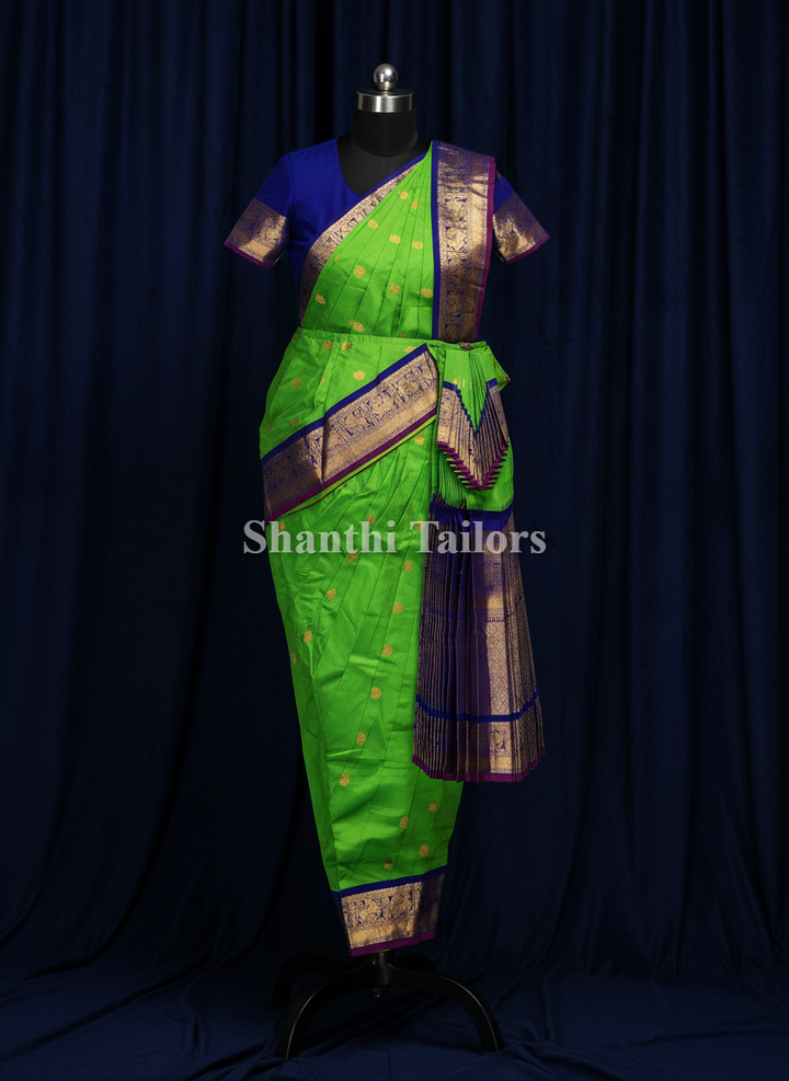 Parrot Green Bharatanatyam Costume