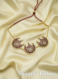Bharatanatyam Temple Jewellery Choker – Kemp Stone Sun Design