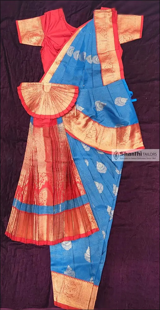 Ramar Blue with Red | Readymade Pant Costume | Art Silk | Bharatnatyam | G146 Dance Costumes