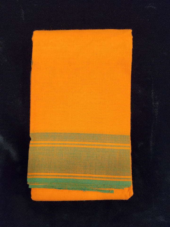 Practice Saree Plain | Orange with Green Border-shanthitailors