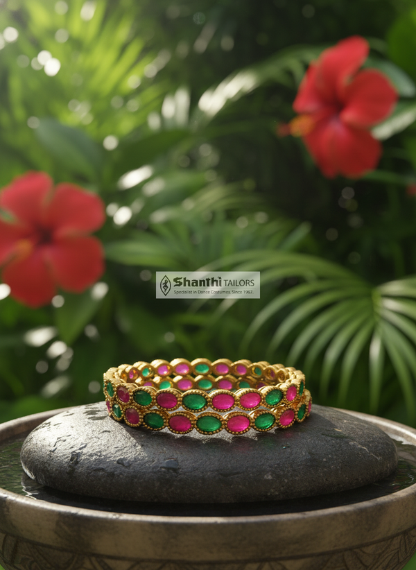 Green and Pink Oval Bangle | Fashion Jewellery | Bangle | SFN17