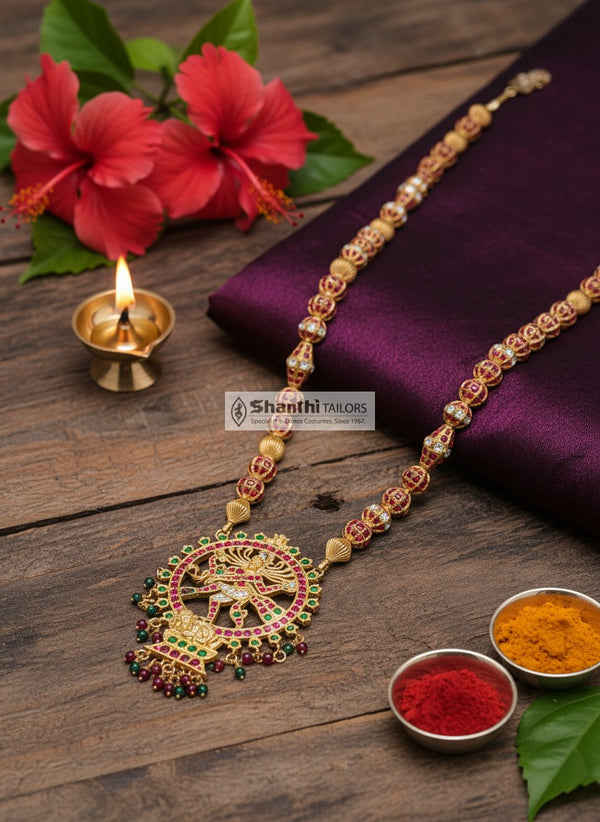 Haram | Original temple jewllery |Nataraja Balls Malai  | Long Haram  | TJRS848