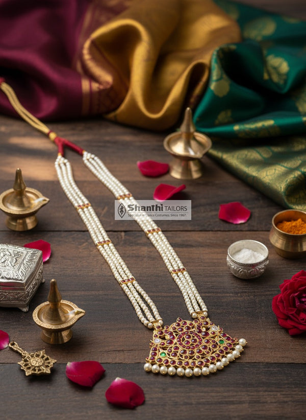 Haram | Original temple jewllery  | Pathakam Muthu Malai |  Long Haram | TJRS129