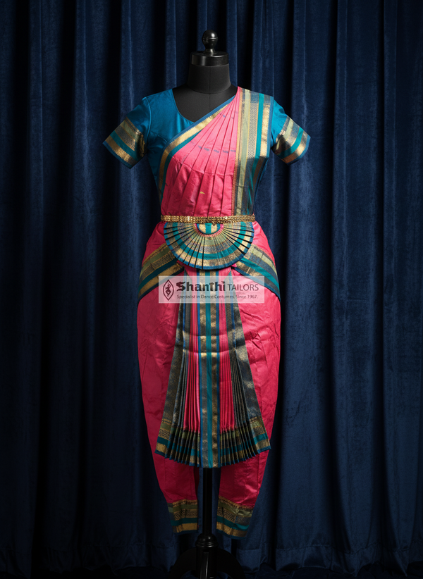 Pink with Peacock Blue | Readymade Phant costume | SMX | Bharatnatyam | H154