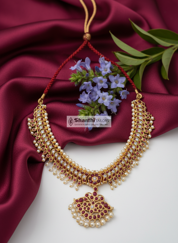 3 Stone Chandran Choker | Original Temple Jewellery Necklace
