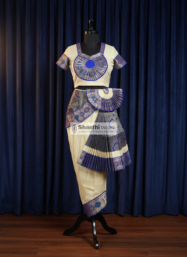 Half White dots With Ink Blue | Readymade Phant costume | SSD | Bharatnatyam | D114