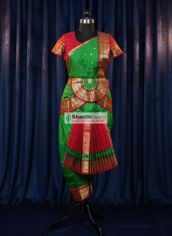 Parrot Green with Maroon | Readymade Phant costume | DAS | Bharatnatyam | H144