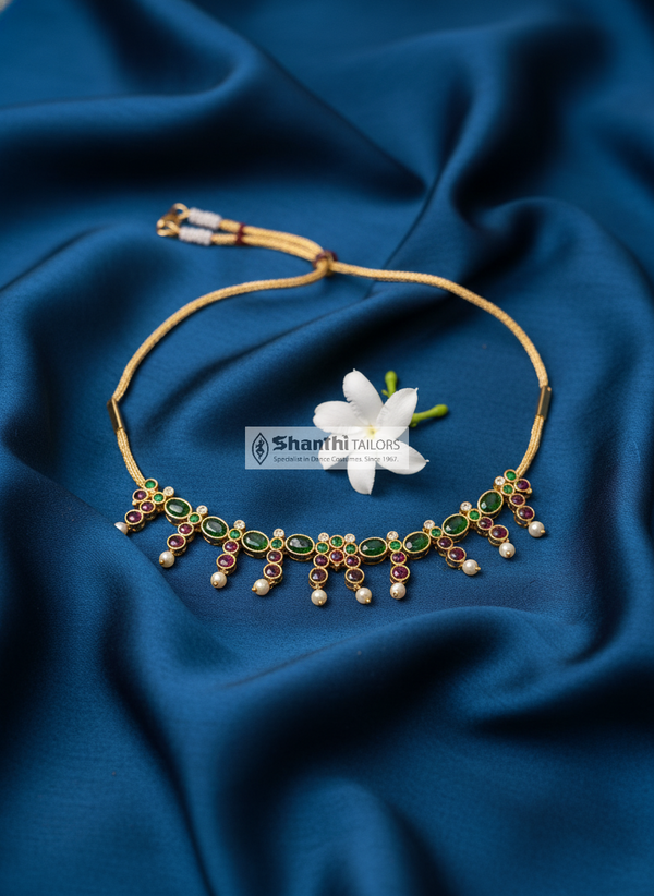 3 STONE OVAL Necklace | TEMPLE JEWELLERY