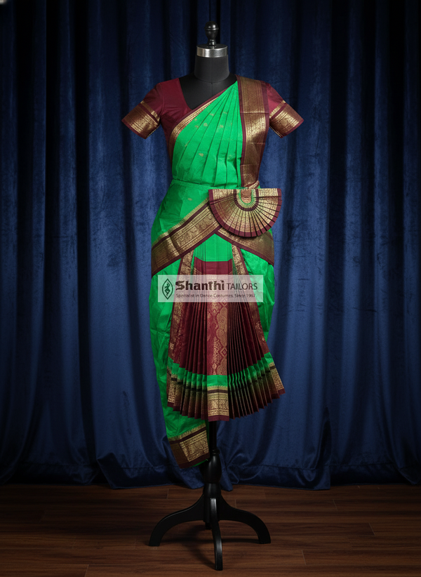 Medium green with Red | Readymade Phant costume | DMX | Bharatnatyam | G118