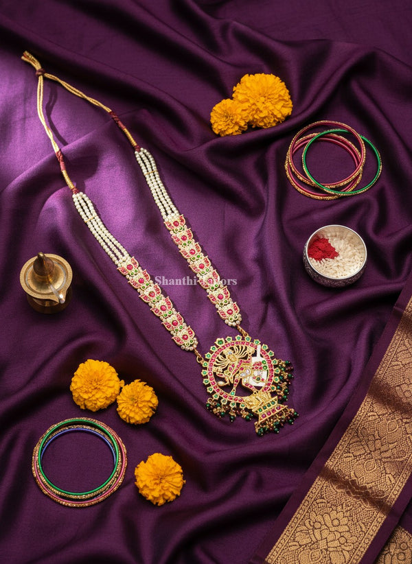 Haram | Original temple jewllery |  Natrajar Lotus Haram | Long Haram