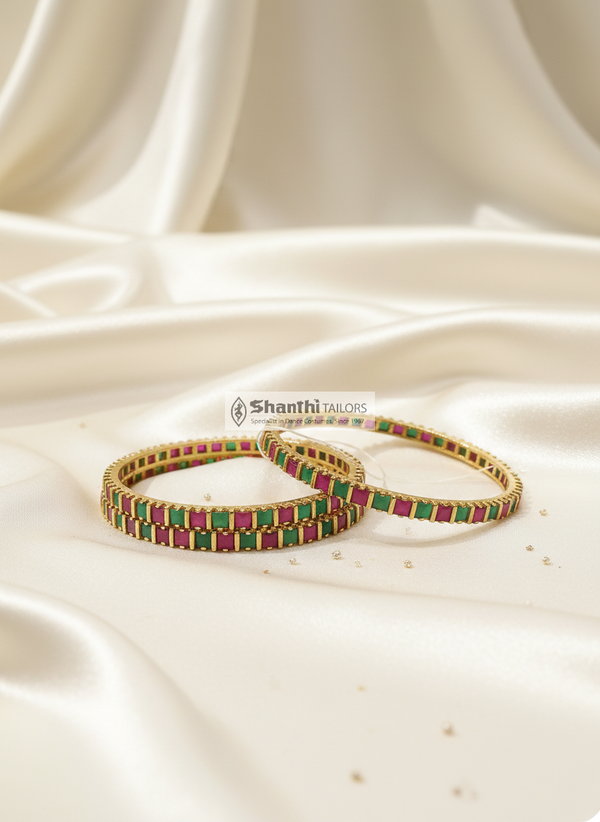 Green and Pink Square Bangle | Fashion Jewellery | Bangle | SFN16