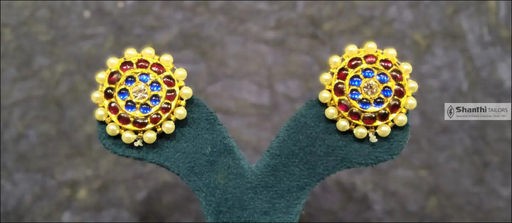 Stud | Bharatanatyam Earrings | Original Temple Jewellery | Design 5 jummiki